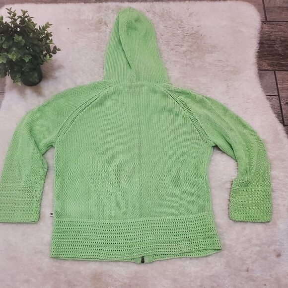 Tommy Hilfiger Green Knit 3/4 Sleeve Knit Zipper Jacket, Size Medium - Picture 7 of 8